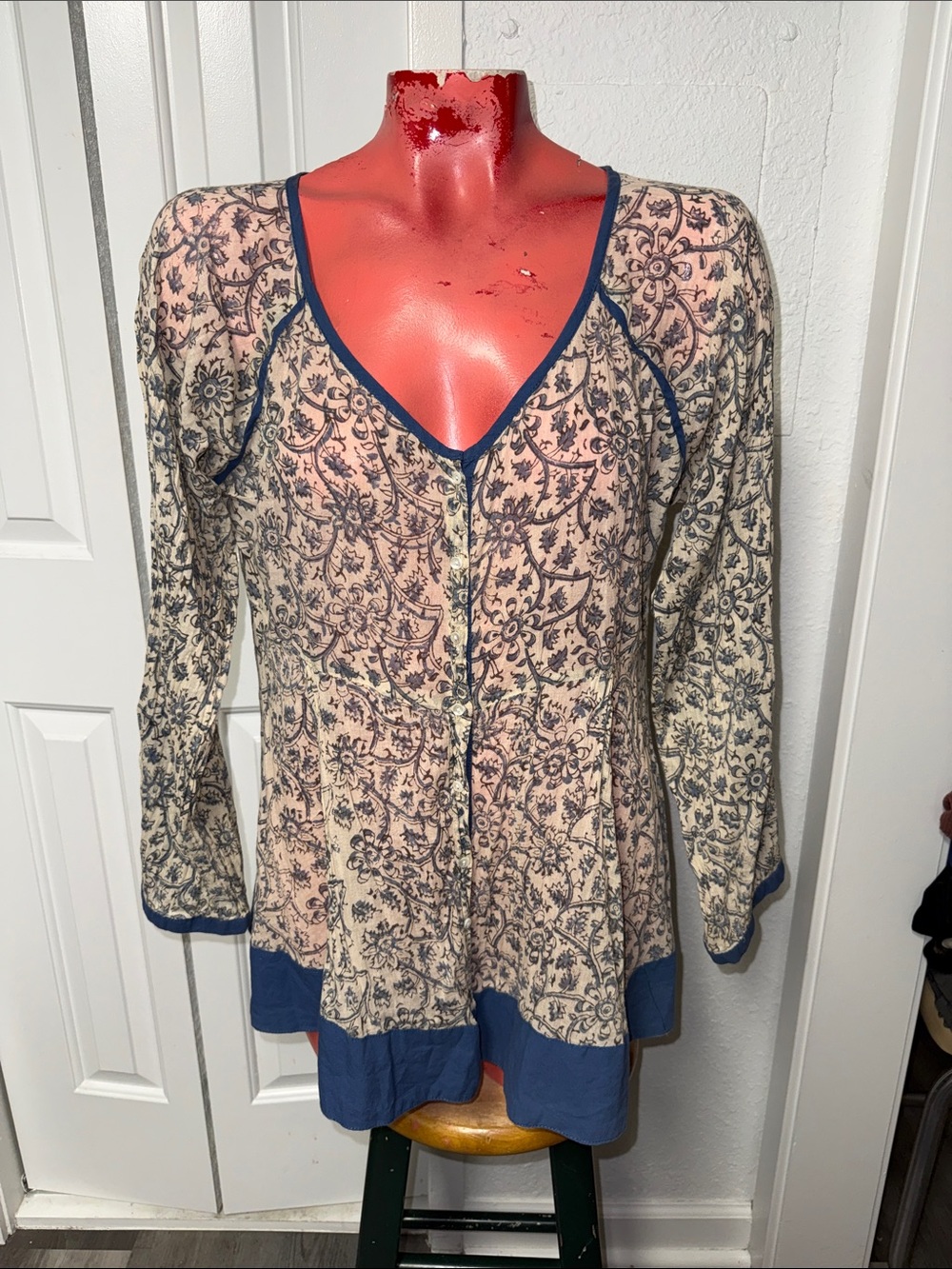 Sacred Threads bohemian sheer long-sleeve top shirt blouse